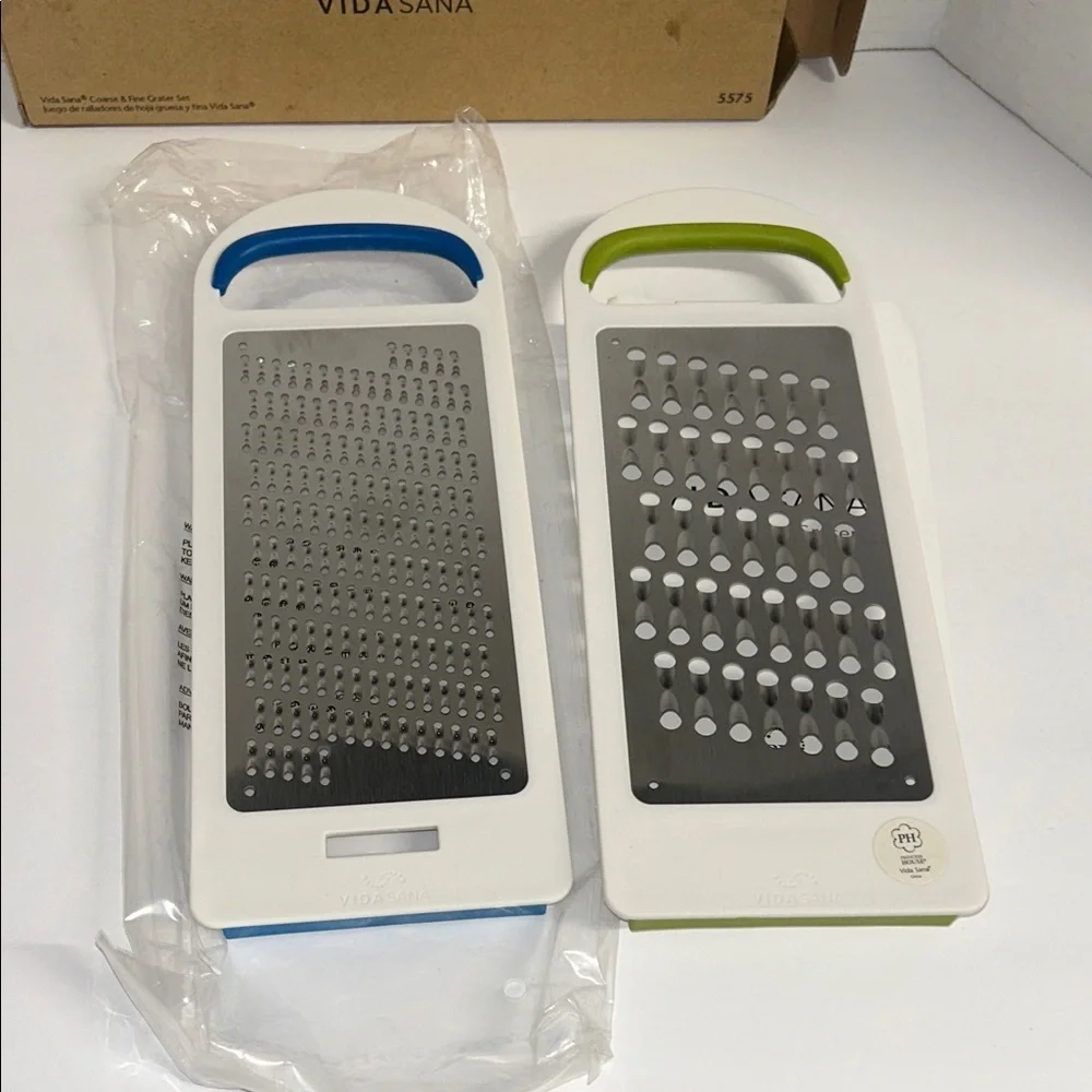 Princess House Vida Sana Coarse & Fine Grater Set - White, Blue, Green